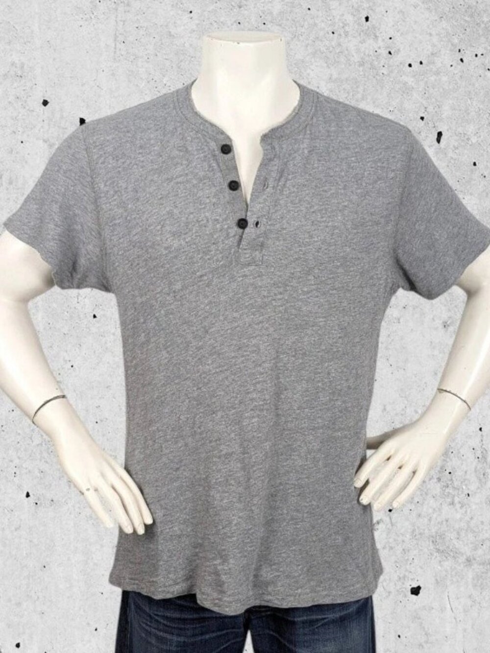 Rag & Bone Henley Shirt Size Large Gray Grey Short Sleeve